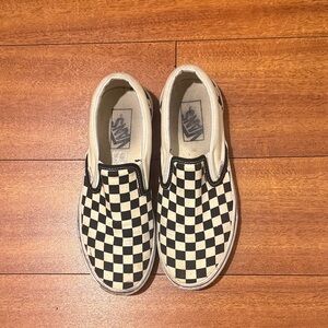 Vans Checkered Slip-On Sneakers - Black and Cream 6.5M 8W